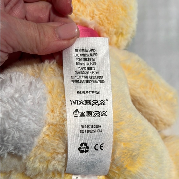 DISNEY STITCH YELLOW CUDDLY PLUSH EASTER BUNNY PINK BOW DISNEY STORE 2021 - Picture 4 of 6